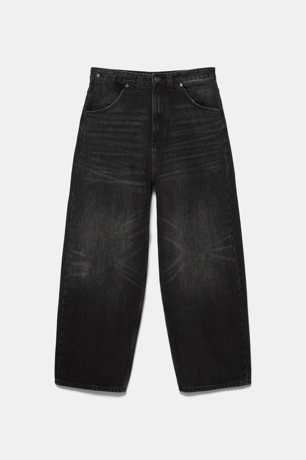 PULL & BEAR Faded Black Baggy Denim Jeans