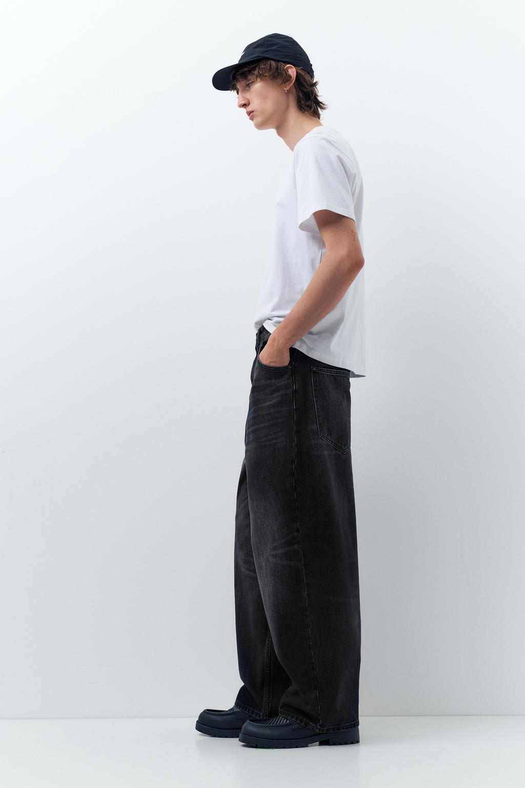 PULL & BEAR Faded Black Baggy Denim Jeans