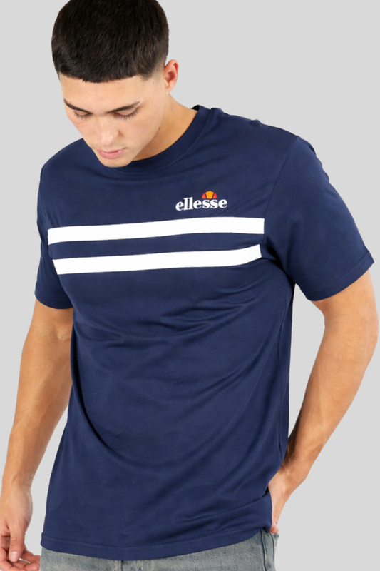 ELLESSE Men's Crew Neck Twin Stripe T-Shirt | Navy Blue