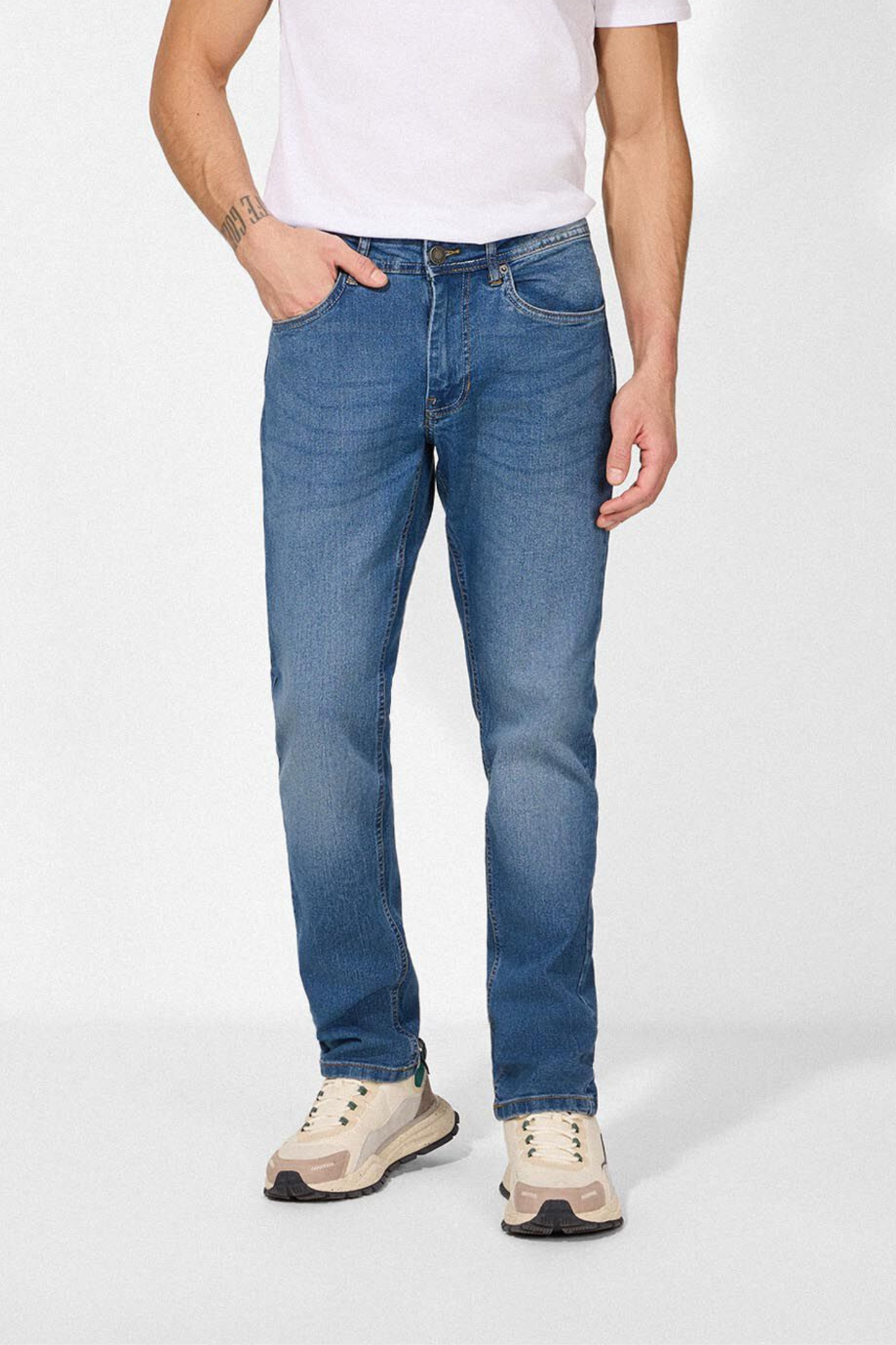 TAKKO Medium Blue Straight Fit Denim Jeans