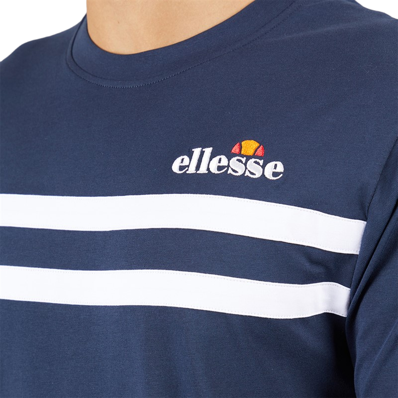 ELLESSE Men's Crew Neck Twin Stripe T-Shirt | Navy Blue