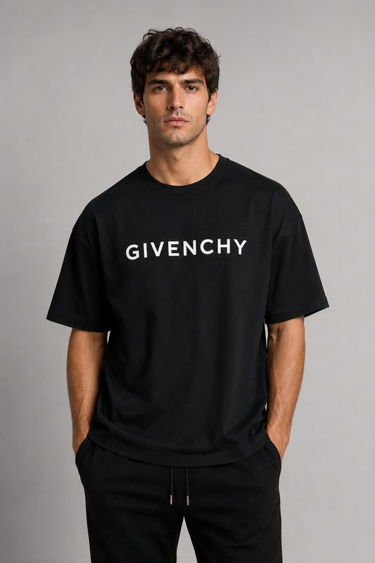 GIVENCHY PARIS Down Shoulder Oversized Logo T-Shirt | Black