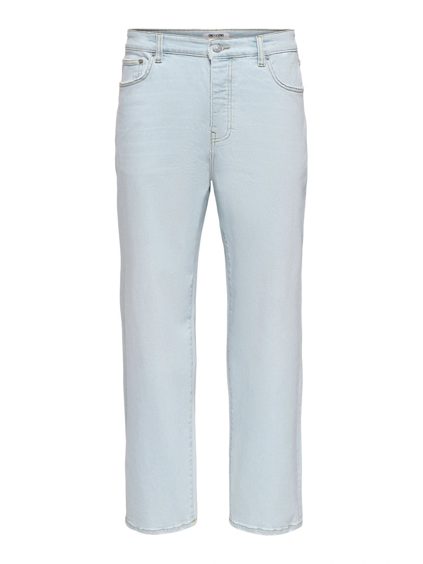 ONLY-SONS Faded Blue Baggy Denim Jeans
