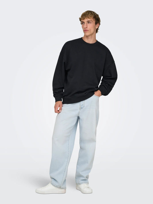 ONLY-SONS Faded Blue Baggy Denim Jeans