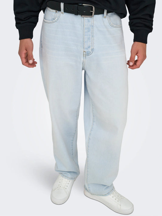 ONLY-SONS Faded Blue Baggy Denim Jeans