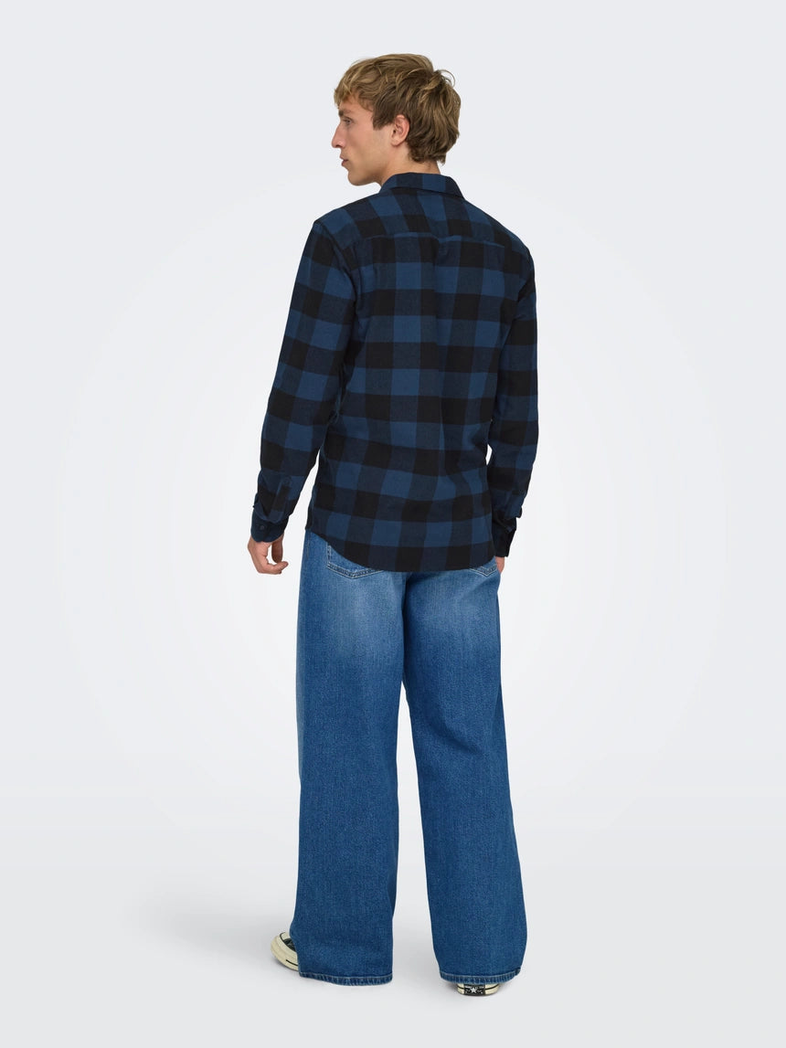 ONLY-SONS Mid Blue Classic Baggy Denim Jeans