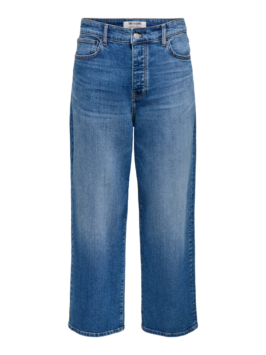ONLY-SONS Mid Blue Classic Baggy Denim Jeans