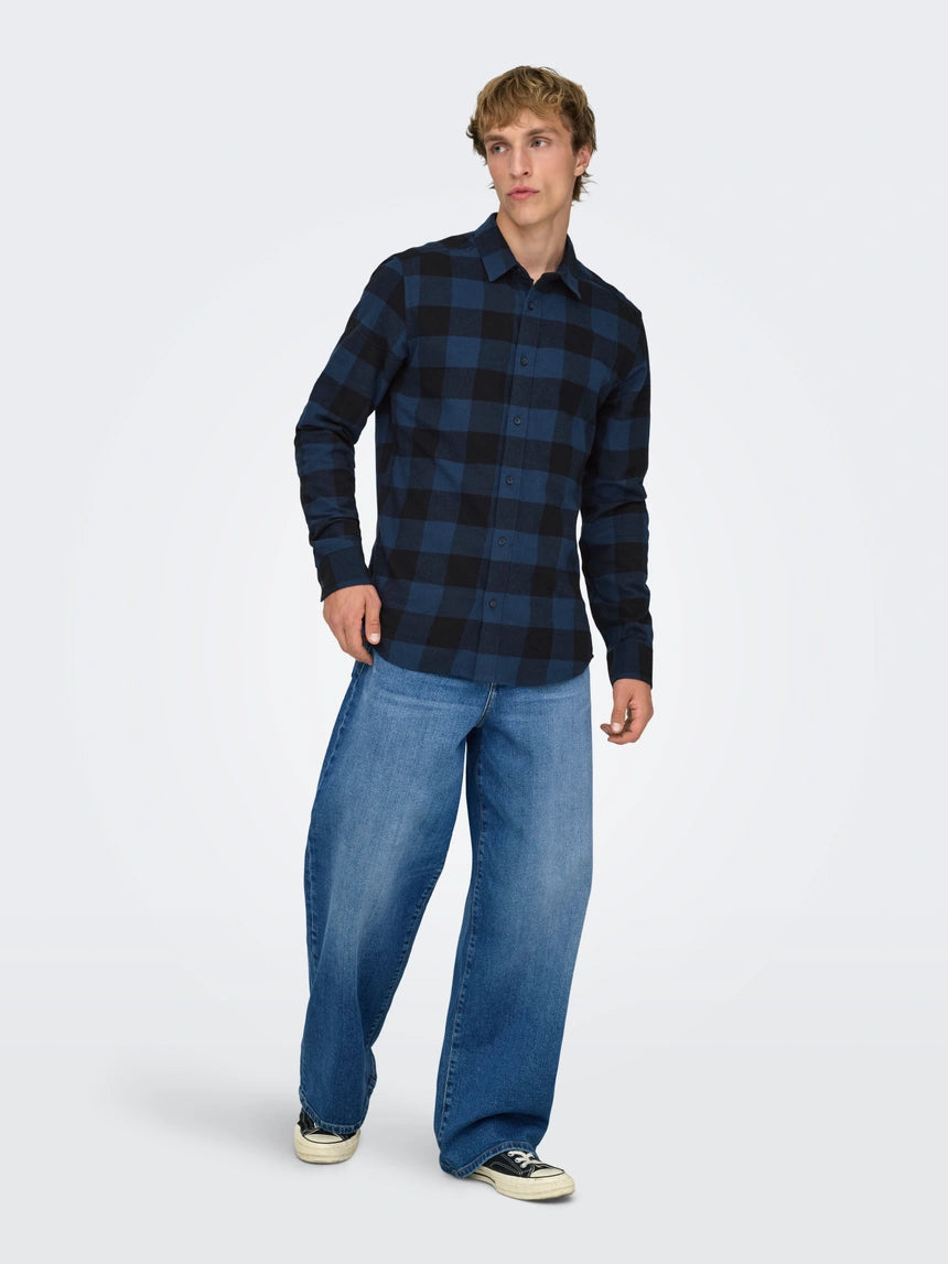 ONLY-SONS Mid Blue Classic Baggy Denim Jeans